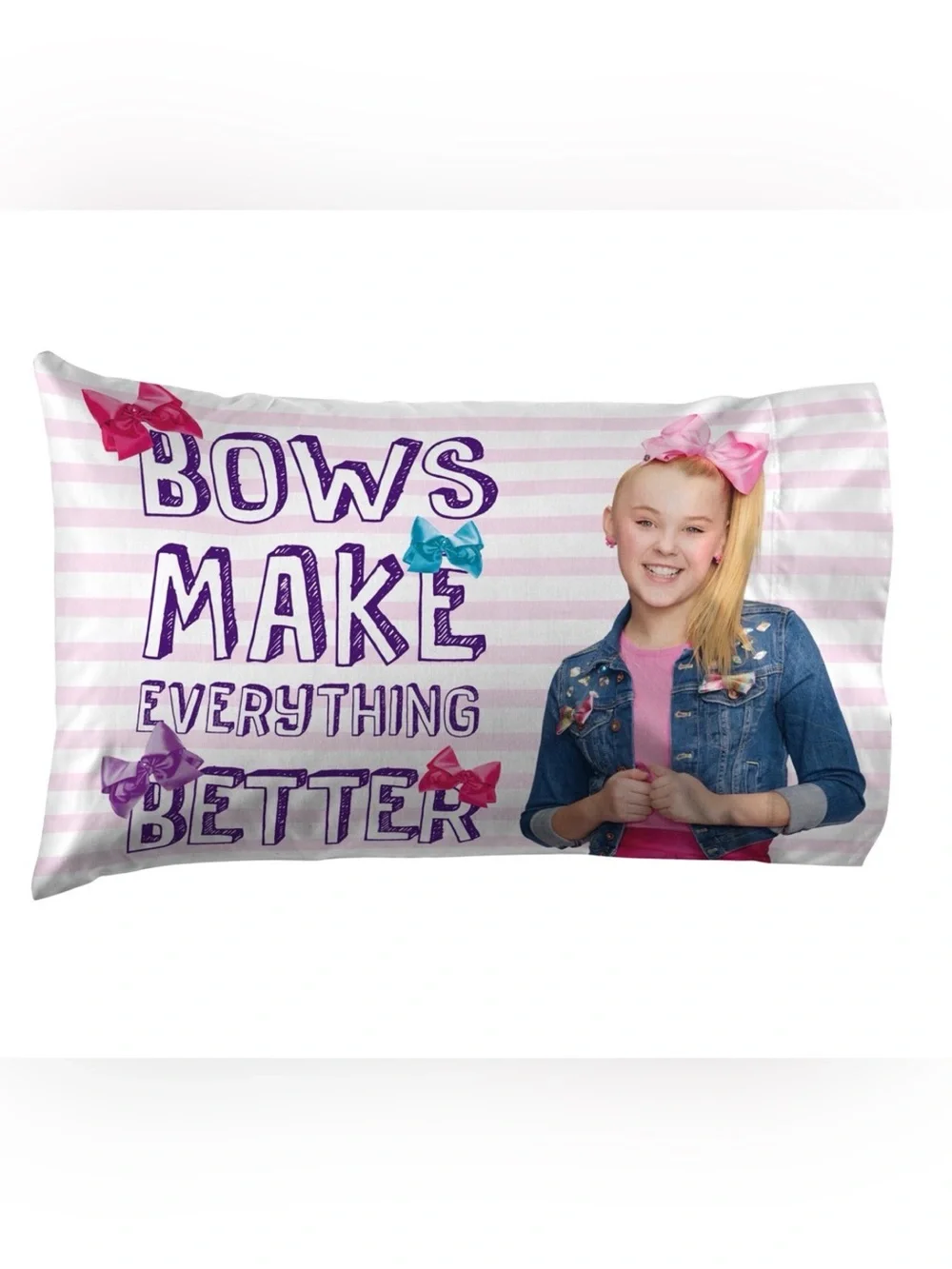 Nickelodeon JoJo Siwa Sweet Life Pink White Striped 3 Piece Twin Sheet Set New
